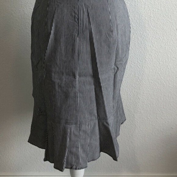 NEW! RACHEL ROY navy pinstripe v-neck ruffle dress - Picture 7 of 13